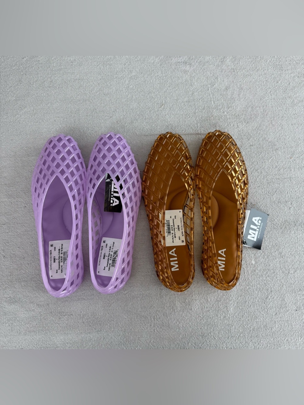 (2) MIA Jelly Ballet Flats in Lavender & Camel